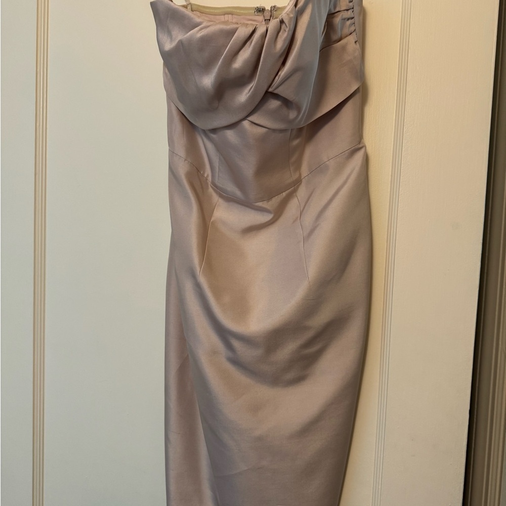 Boden Light Pink/Champagne Elegant Strapless 100% Silk Dress
